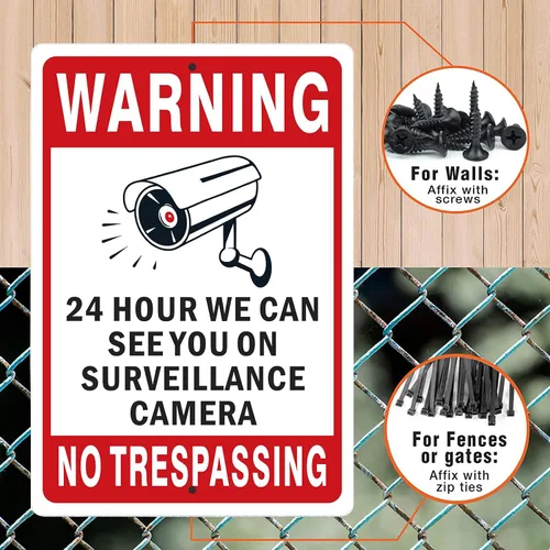 Miniatura 3 de Señales de videovigilancia al aire libre sin advertencia de paso, tinta duradera, fácil de montar