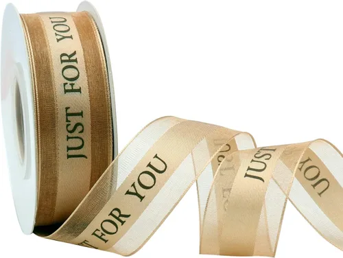 Cinta de gasa champán de 1 pulgada, cinta Just for You para fiestas de vacaciones, decoraciones de boda, envoltura de regalo de 22 yardas para
