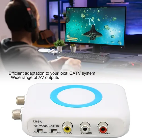 Miniatura 2 de ASHATA Modulador RF M65ANTSC, modulador de RF de audio de vídeo HD, adaptador coaxial, convertidor de demodulador VHF para consola de juegos Fire