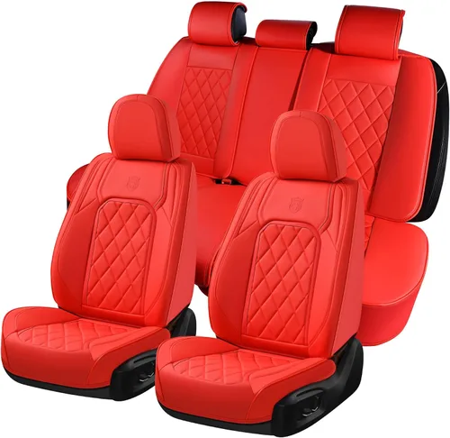 Miniatura 36 de Coverado Fundas de Asientos Delanteros, Funda de Asiento de Cuero Sintético de Lujo Impermeable, Protector de Asiento de Coche Beige, Funda