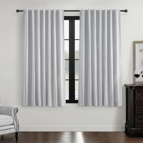 Miniatura 82 de Cortinas opacas extraanchas, 2 paneles para puertas corredizas de vidrio, moderna mezcla de lino plisado pesado, piso a techo, ventanas grandes, 70
