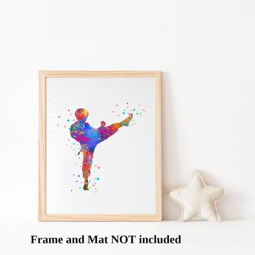 Miniatura 3 de Dignovel Studios 8X10 sin marco Karate Boy Kid Artes marciales Padre Hijo Deportes Coraje Acuarela Arte Impresión Póster Pared Guardería Niños