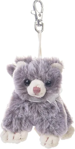 Miniatura 3 de Dilly dudu Llavero de peluche de gato gris/gatito de 4 pulgadas