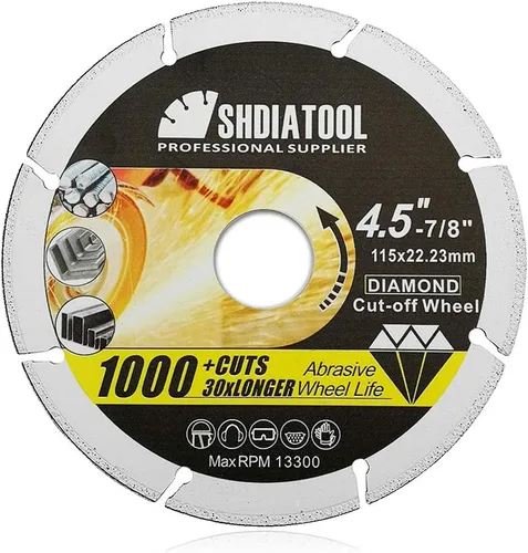 Miniatura 16 de SHDIATOOL Disco de corte de metal de diamante de 4 pulgadas para tubo de acero Ángulo de barras de refuerzo de hierro Hoja de rueda de corte soldada