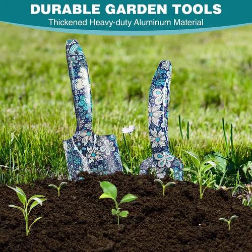 Miniatura 4 de WORKPRO Juego de herramientas de jardín de aluminio, 4 piezas de herramientas de jardín de mano resistentes con caja que incluye paleta, rastrillo