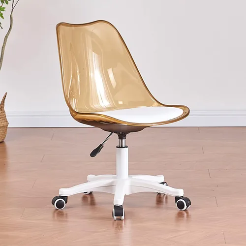 Miniatura 12 de Silla de escritorio transparente, silla de oficina de acrílico sin brazos con ruedas, giratoria de 360° y silla de tocador de altura ajustable