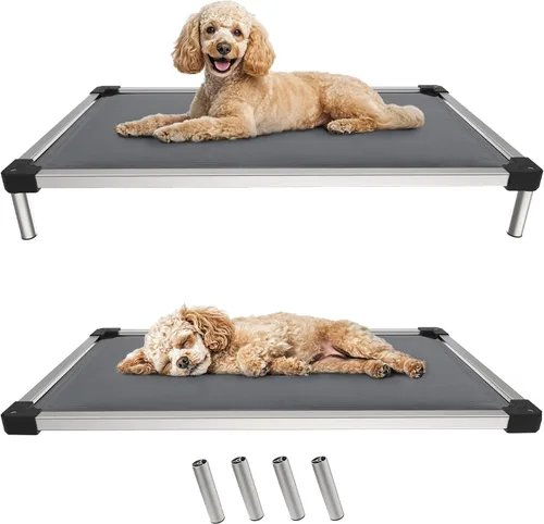 Miniatura 19 de FXW TitanNest Cama Elevada para Perros a Prueba de Masticación, Catre Elevado para Uso en Interiores/Exteriores/Camping, Cama Acolchada para Gris