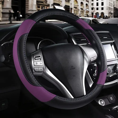Funda de cuero para volante de automóvil, protector antideslizante de cuero de microfibra transpirable, ajuste universal para la mayoría de los