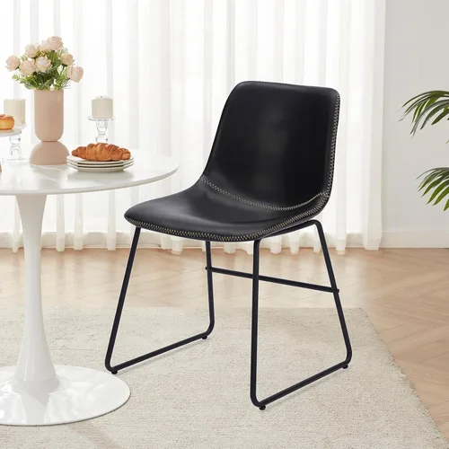 Miniatura 4 de Soohow Juego de 4 sillas de comedor modernas de mediados de siglo, sillas de cocina tapizadas de piel sintética con patas de metal, cómodas sillas
