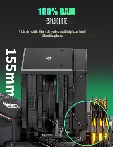 Miniatura 3 de Enfriador de aire para CPU, enfriador de CPU de doble torre con ventilador PWM de 120 mm, enfriador de aire para CPU de 6 tubos de calor
