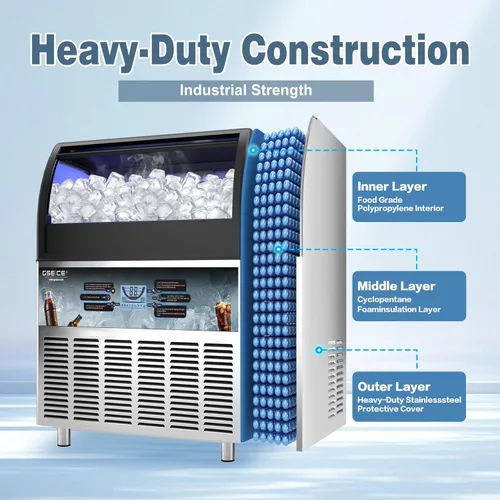 Miniatura 7 de Máquina de hielo comercial con certificación ETL de seguridad y saneamiento con bomba de drenaje, 400 libras/24 horas, máquina de hielo rápida