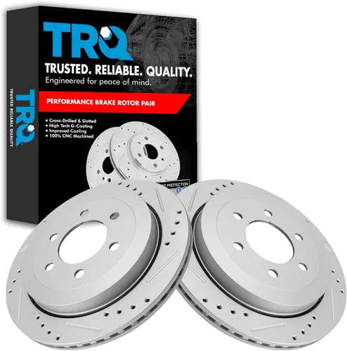 Miniatura 415 de TRQ Juego de rotores de freno de rendimiento trasero con revestimiento G premium compatible con Mazda 6 2014-2021