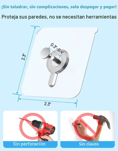 Miniatura 3 de 12 ganchos para colgar fotos sin clavos, carga de 20 libras, ganchos para colgar fotos, ganchos adhesivos impermeables para baño, cocina, ganchos