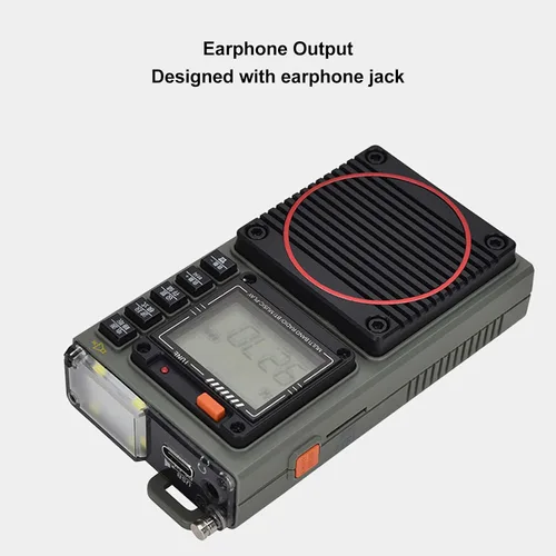 Miniatura 9 de Radio portátil, FM VHF AM SW WB receptor de radio de banda completa con linterna, alarma SOS, bolsillo Bluetooth música reproductor MP3 compatible