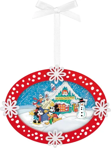Hallmark Keepsake Adorno de Navidad 2025, Disney Mickey y sus amigos enviando saludos de temporada, manualidades de papel, regalos para fanáticos de