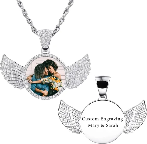 VIBOOS Collar con colgante de memoria de hip hop personalizado, texto con imagen personalizada para hombres y mujeres, foto personalizada de cobre