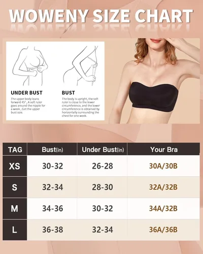 Miniatura 7 de WOWENY Sujetadores sin tirantes para mujer, brasier sin varillas, brasier de silicona antideslizante, sin costuras, acolchado, cómodo tubo superior