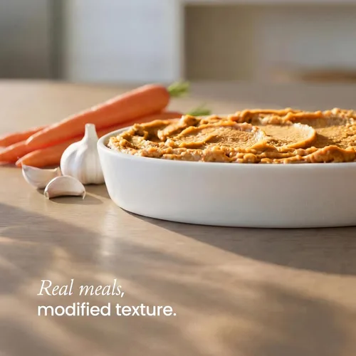 Miniatura 3 de Thick & Easy® Pollo asado en puré con papas y zanahorias, comida modificada con textura para soporte para tragar, comida lista para el microondas