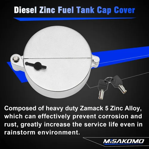 Miniatura 3 de Cubierta de Tapa de Combustible con Cierre para Camión Semirremolque Diésel de Zinc Compatible con Camiones Freightliner, Sterling y Western Star