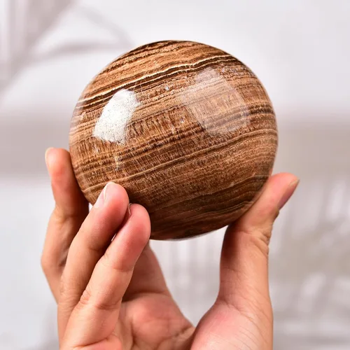 Miniatura 13 de AMOYSTONE Esfera de cristal natural naranja de piedra lunar pulida, esfera decorativa para adivinación con soporte de madera, bola de cristal
