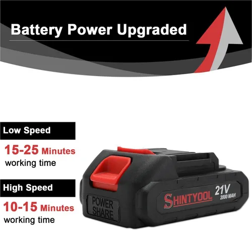 Miniatura 5 de Batería de litio de 21V - Batería de 2.0 Ah con adaptador de cargador, indicador LED, compatible con soplador de hojas y cultivador inalámbrico