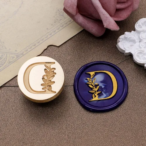 Miniatura 6 de SWANGSA Sello de cera con letra inicial D, sello de cera vintage elegante con hojas botánicas para invitación de fiesta de boda, envoltorio