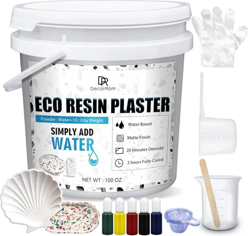 Polvo de fundición de resina ecológica, 100 onzas / 98.77 oz de polvo de yeso curado rápido para principiantes, 20 ~ 30 minutos desmoldado, fácil de