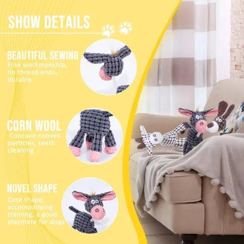 Miniatura 4 de Juguete de felpa chirriante para perro, juguete de felpa chirriante, juguete interactivo para masticar, juguete chirriante para perros pequeños