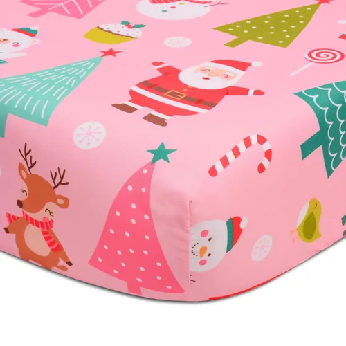 Miniatura 20 de Cloele Sábana Ajustable de Navidad para Cuna Biscuit para Niños y Niñas - Paquete de 1 Sábana de Guardería Santa Baby Sábana de Cama Acogedora
