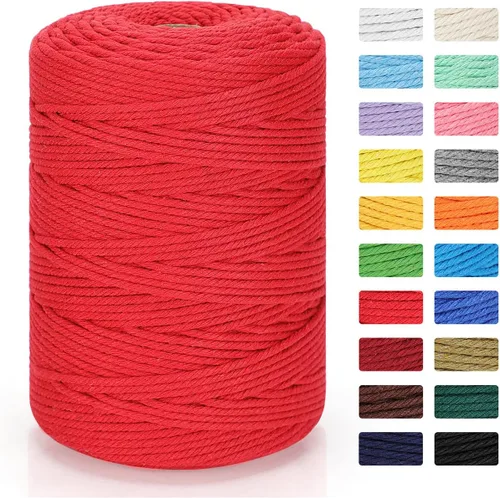 Miniatura 28 de Cordón de macramé de 0.118 in x 328 yardas Cuerda de macramé 100% algodón natural Cuerda de algodón trenzado de 4 hebras para manualidades, Gris
