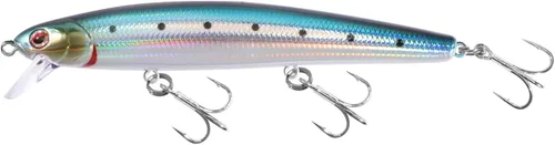 LITTMA Señuelos de pesca de surf de California Señuelos de pesca de agua salada Jerkbait Crankbait Surf Minnow 110 - Sardina metálica Super Glow y