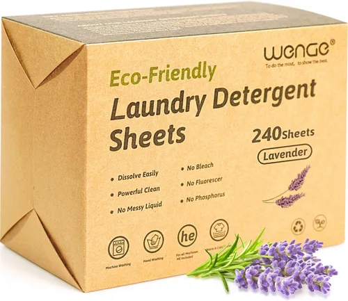 Miniatura 10 de Wenge Sábanas de detergente para ropa ecológicas, 240 unidades, sin jarra de plástico, tecnología sin líquidos, hipoalergénicas para el hogar