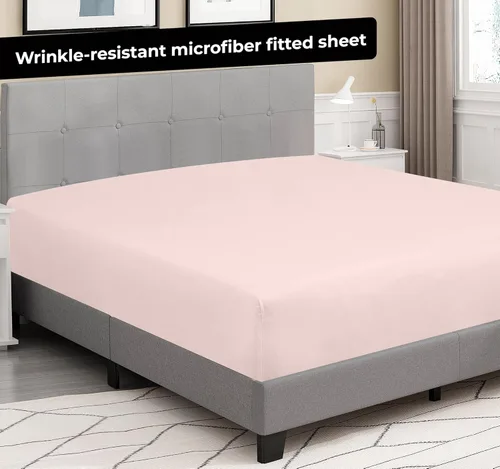 Miniatura 8 de Royale Linens Sábana Bajera King - Microfibra Cepillada Ultra Suave 1800 - Sábanas Inferiores de Lujo Hotelero - Sin Arrugas y Resistente a la Rosa