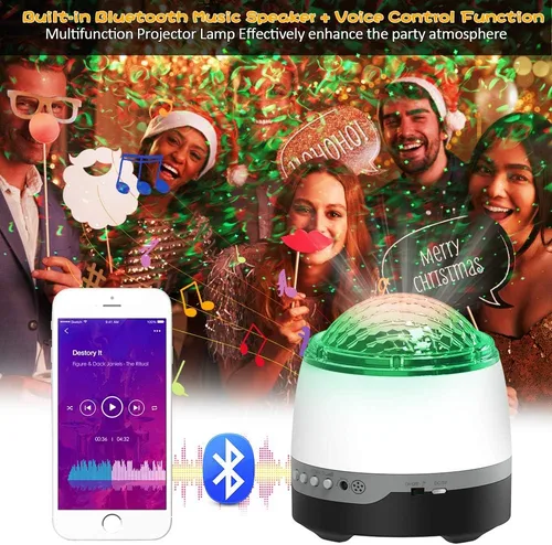 Miniatura 5 de Proyector de galaxia para dormitorio, proyector de estrellas, control remoto y altavoz Bluetooth de ruido blanco, 8 sonidos de chupete