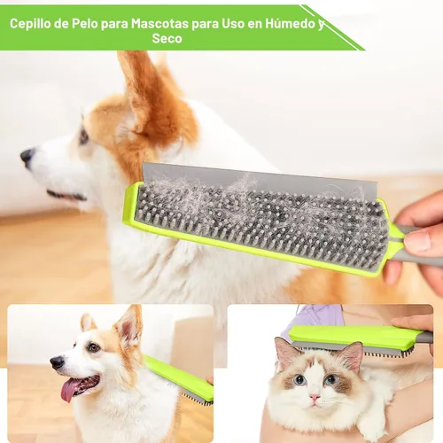 Miniatura 3 de Escoba de goma con espátula para alfombra Removedor de pelo de mascotas, mango de 57 pulgadas para eliminar el pelo de mascotas, rastrillo portátil