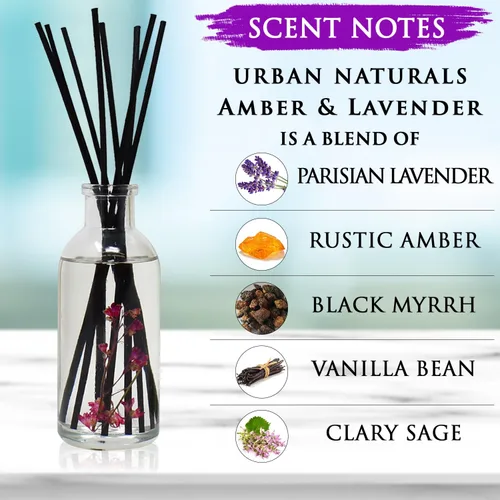 Miniatura 3 de Urban Naturals Amber & Lavender - Juego de difusor con varillas aromáticas Colección de aromaterapia (Awaken + Renew) Mind & Body Ambientador