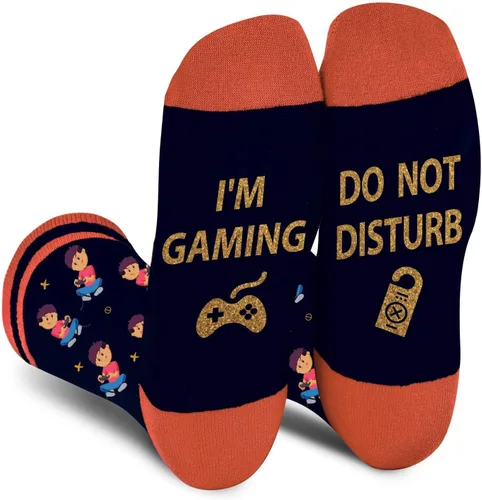 Miniatura 35 de AGRIMONY Calcetines divertidos con texto en inglés «Do Not Disturb Gaming» para hombres, mujeres, adolescentes, niños, Pascua, padres, cumpleaños