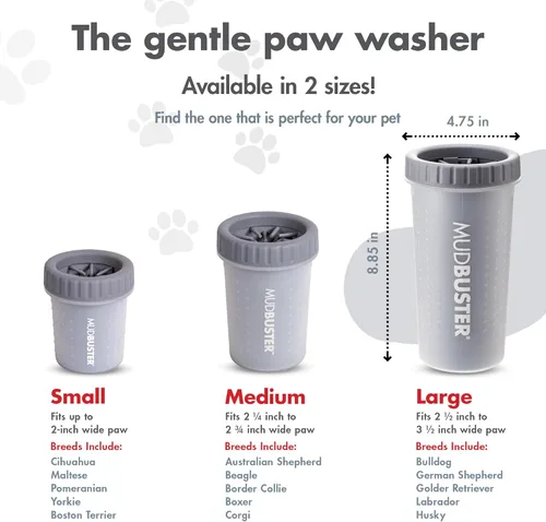 Miniatura 2 de Dexas MudBuster Limpiador portátil para patas de perro, accesorio para mascotas de gran calidad premium, tamaño grande, color gris