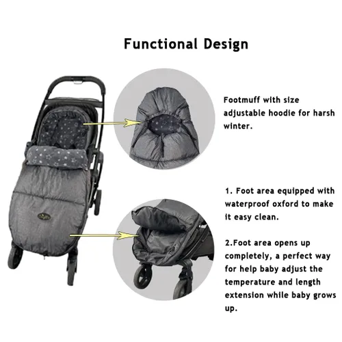 Miniatura 5 de CozyMe Saco para cochecito de bebé, manta con capucha para cochecito para bebé, bolsa para cochecito de cochecito con forro polar multiusos, funda