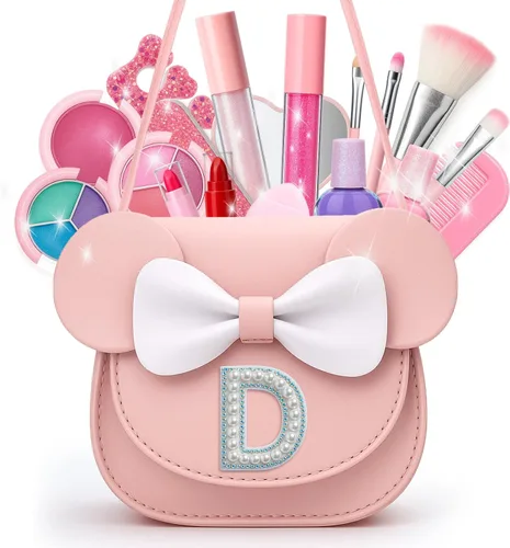 Miniatura 9 de Vodolo Maquillaje No Tóxico para Niñas Pequeñas, Juegos de Maquillaje Real Seguros para Niñas de 3-8 Años con Bolsa con Inicial U, Kit de Maquillaje