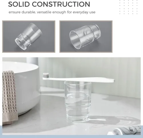 Miniatura 6 de Taza de vidrio para baño, soporte transparente para cepillos de dientes y pasta de dientes, vaso para enjuague bucal