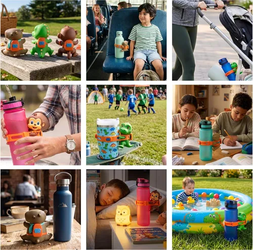 Miniatura 7 de Accesorio para botella de agua de animales para niños, lindo vaso con correa, regalo único para niños y niñas, compatible con Stanley, Owala e Hydro