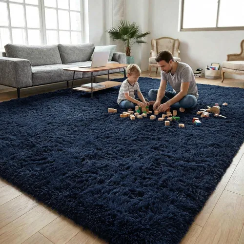 Miniatura 7 de DweIke Alfombras esponjosas de color azul marino para dormitorio, sala de estar, 3 x 5 pies, suave, felpa shaggy, color azul oscuro, para niñas