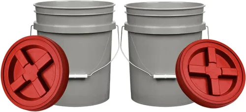 House Naturals Contenedor de plástico de 5 galones de grado alimenticio, sin BPA, fabricado en Estados Unidos, con tapa hermética de rosca (paquete