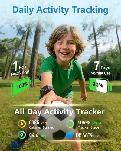 Miniatura 2 de MorePro Reloj inteligente para niños, no requiere aplicación, no requiere teléfono, reloj de seguimiento de actividad física para niños con Negro