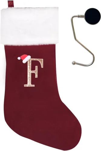 Miniatura 19 de Medias de Navidad de 20 pulgadas con monograma, letras, medias súper suaves grandes de Navidad, medias de monograma rojo para Navidad, regalo