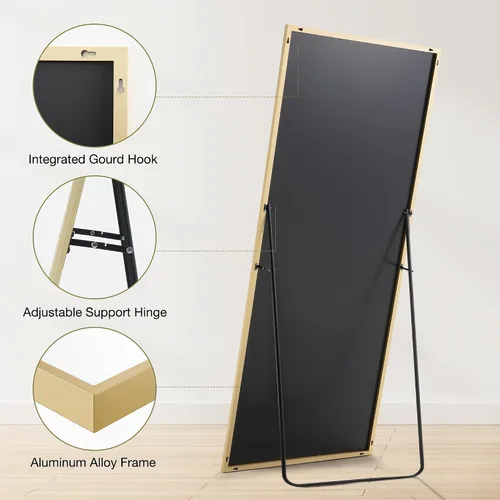 Miniatura 5 de OLIXIS Espejo de longitud completa de 72 x 26 pulgadas para dormitorio, espejo de cuerpo completo con soporte, para colgar o inclinarse para pared