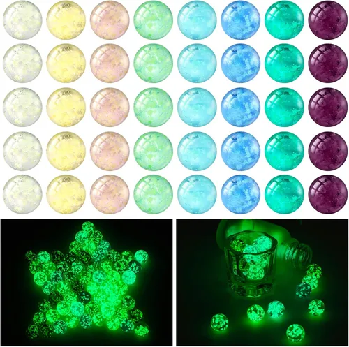 48 piezas de canicas que brillan en la oscuridad para niños, colores mixtos, canicas luminosas de vidrio para juegos de niños, DIY y decoración del