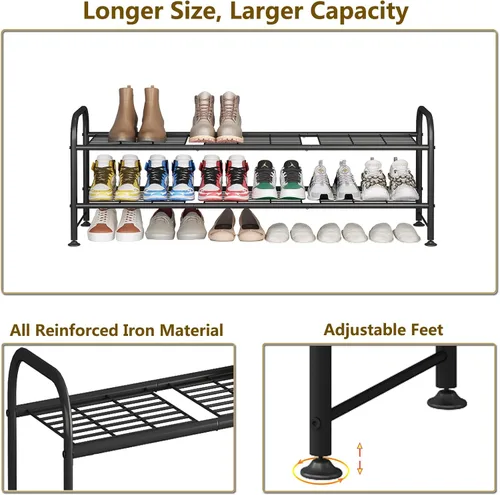 Miniatura 6 de LINZINAR Zapatero de 2 niveles organizador de almacenamiento para armario entrada metal negro