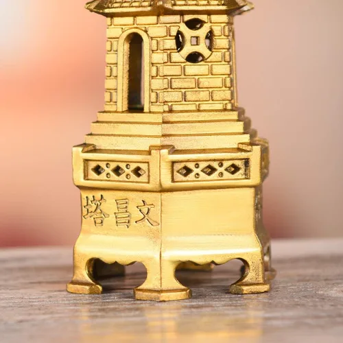 Miniatura 6 de BRASSTAR Estatua de Feng Shui de latón Wenchang Pagoda Capa 9 Torre 9.4 "Longitud Escultura Oficina Hogar Escritorio Decoración Artefactos Atraer